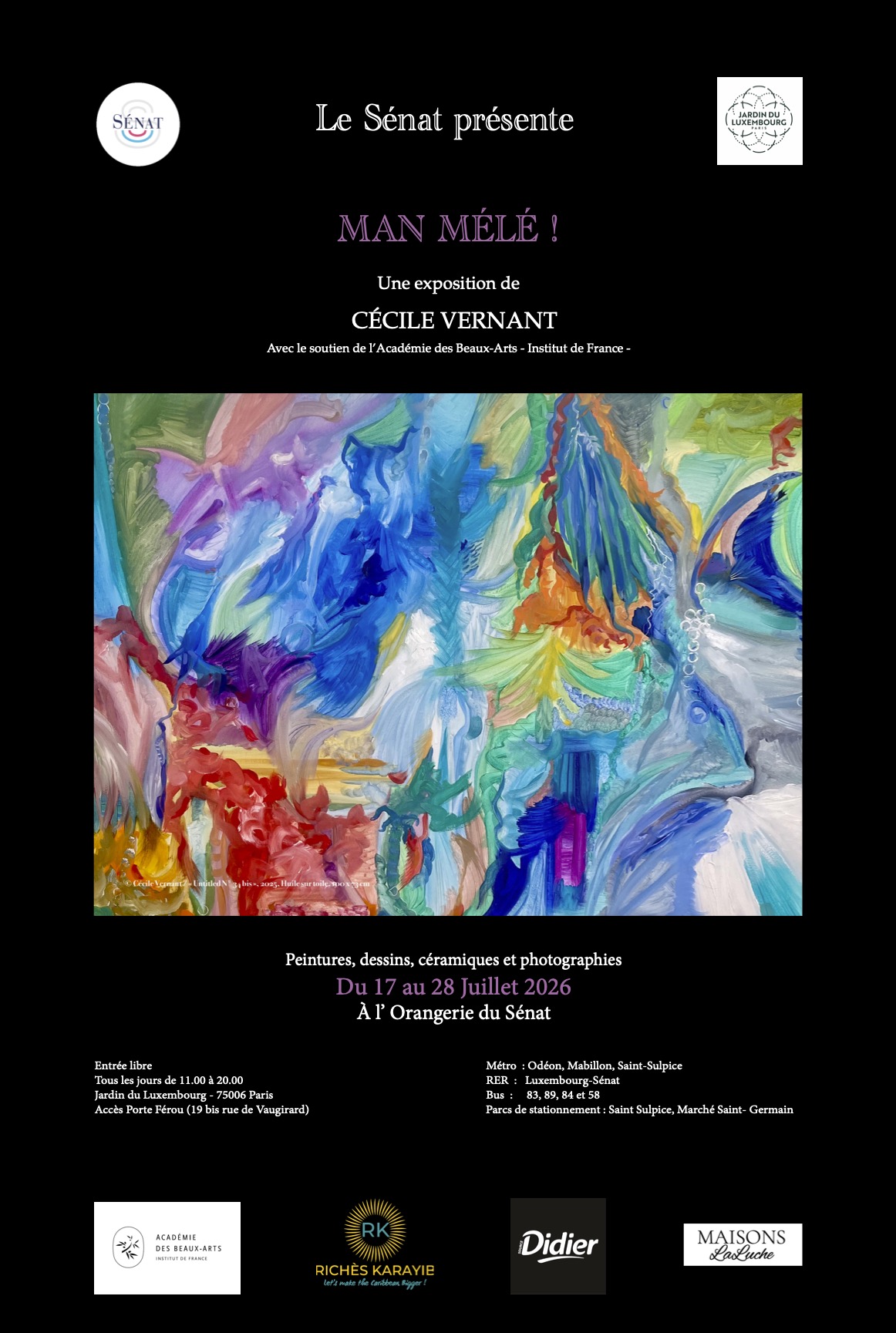 Man Mélé ! une exposition de Cécile Vernant à l’Orangerie du Sénat