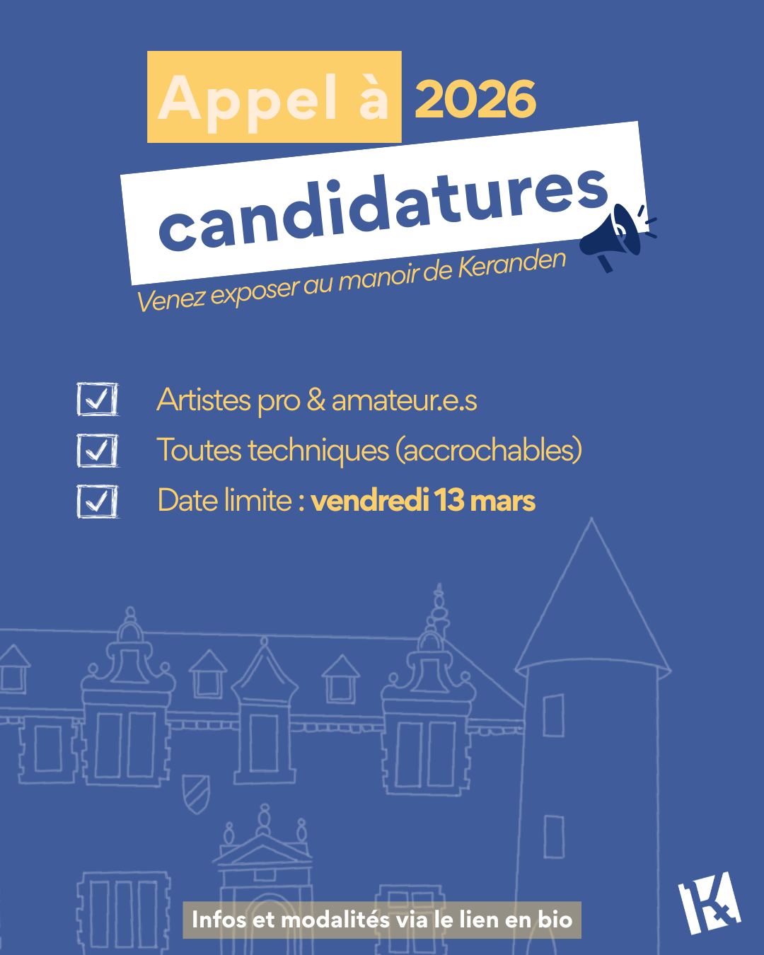 Appel à candidatures (Payant) : Venez exposer au manoir de Keranden (saison 2026 )